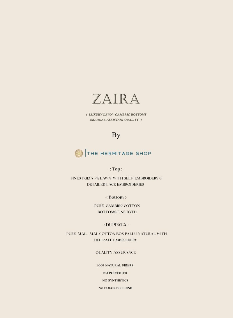 Zaira Vol 2 By Hermitage Giza Pk Embroidered Dress Material